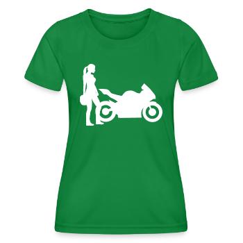 Motorradfahrerin Supersportler Frau Motorrad Dame - Frauen Funktions-T-Shirt - Kelly Green - Vorne - AI Model Female 172 dark (172cm)