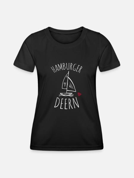 Hamburger Deern Segelboot - Frauen Funktions-T-Shirt - Schwarz