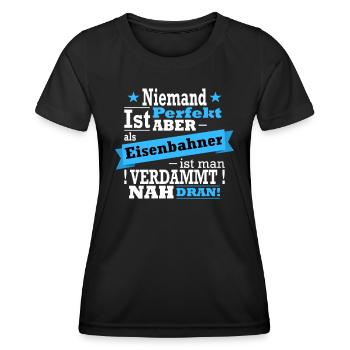 Eisenbahner, Lokomotiven und Zug Fan - Frauen Funktions-T-Shirt - Schwarz - Vorne - AI Model Female 172 light (172cm)