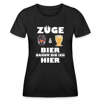 Zug und Bier Fan - Frauen Funktions-T-Shirt - Schwarz - Vorne - AI Model Female 172 light (172cm)
