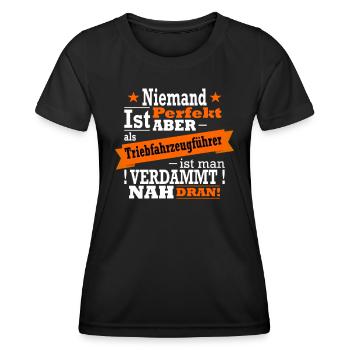 Triebfahrzeugführer, Eisenbahn und Zug Fan - Frauen Funktions-T-Shirt - Schwarz - Vorne - AI Model Female 172 light (172cm)