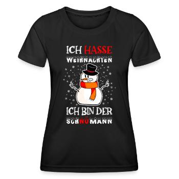 Ich hasse Weihnachten, Schnömann - Frauen Funktions-T-Shirt - Schwarz - Vorne - AI Model Female 172 light (172cm)