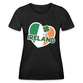 I Love Ireland Flag Graphic - Women's Functional T-Shirt - black - Front - AI Model Female 172 light (172cm)