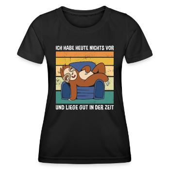 Ich Habe Heute Nichts Vor Süßes Faultier - Frauen Funktions-T-Shirt - Schwarz - Vorne - AI Model Female 172 light (172cm)
