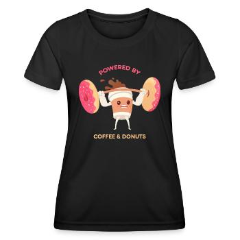 Propulsé par le café et les beignets Gym Lifting Workout - T-shirt sport Femme - noir - Devant - AI Model Female 172 light (172cm)