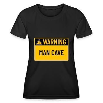 Avertissement : Man Cave - T-shirt sport Femme - noir - Devant - AI Model Female 172 light (172cm)