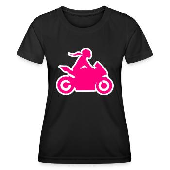 Motocycliste biker girl biker femme moto - T-shirt sport Femme - noir - Devant - AI Model Female 172 light (172cm)