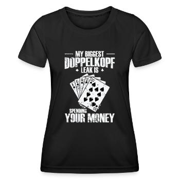 Ma plus grande fuite Doppelkopf est de dépenser votre argent - T-shirt sport Femme - noir - Devant - AI Model Female 172 light (172cm)