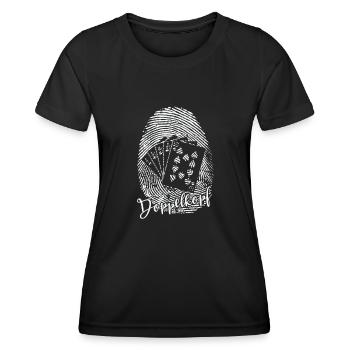 Doppelkopf Fingerabdruck DNA Kartenspiel - Frauen Funktions-T-Shirt - Schwarz - Vorne - AI Model Female 172 light (172cm)