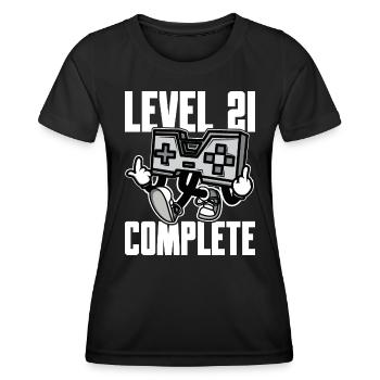 Level 21 Complete Geburtstagsgeschenk 21 Jahre - Frauen Funktions-T-Shirt - Schwarz - Vorne - AI Model Female 172 light (172cm)