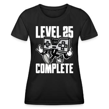 Level 25 Complete Geburtstagsgeschenk 25 Jahre - Frauen Funktions-T-Shirt - Schwarz - Vorne - AI Model Female 172 light (172cm)