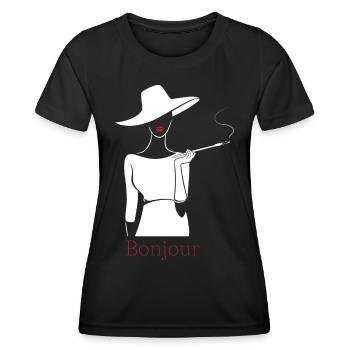bonjour Tshirt - Salut Französisch Tshirt - Frauen Funktions-T-Shirt - Schwarz - Vorne - AI Model Female 172 light (172cm)