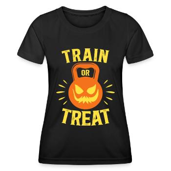 Train Or Treat Sports Bodybuilding Sport Halloween - Women's Functional T-Shirt - black - Front - AI Model Female 172 light (172cm)