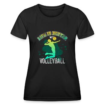 Vintage Volleyballspieler Volleyball - Frauen Funktions-T-Shirt - Schwarz - Vorne - AI Model Female 172 light (172cm)