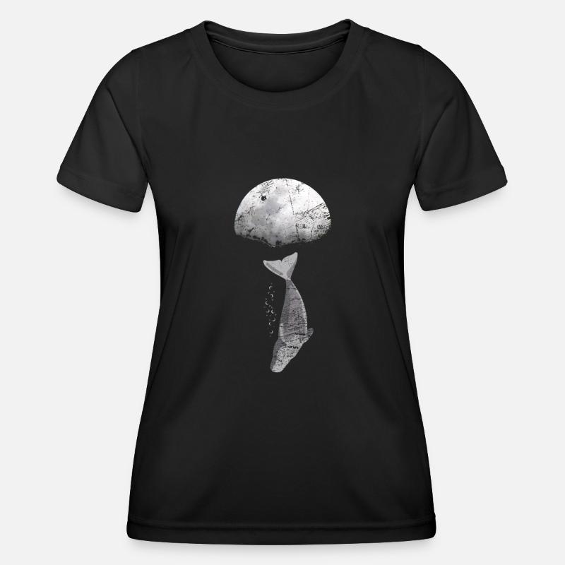Wal Blauwal Pottwal Evolution - Frauen Funktions-T-Shirt - Schwarz