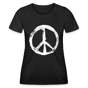 Logo de la Paix Symbole Style Vintage Tatouage Pacifiste - T-shirt sport Femme - noir - Devant - AI Model Female 172 light (172cm)