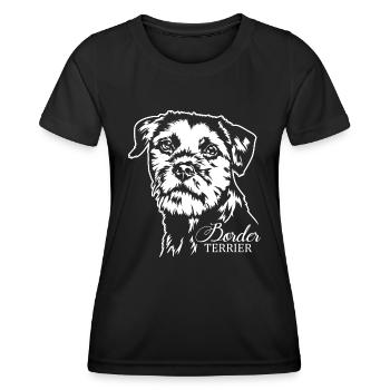 BORDER TERRIER Hundeportrait Hund Hunde Wilsigns - Frauen Funktions-T-Shirt - Schwarz - Vorne - AI Model Female 172 light (172cm)