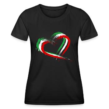 Iran flag heart colors - Women's Functional T-Shirt - black - Front - AI Model Female 172 light (172cm)