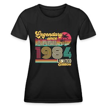 April 1984 Legendary Vintage Birthday Gift - Women's Functional T-Shirt - black - Front - AI Model Female 172 light (172cm)