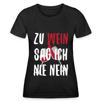 ZU WEIN SAG ICH NIE NEIN - Frauen Funktions-T-Shirt - Schwarz - Vorne - AI Model Female 172 light (172cm)