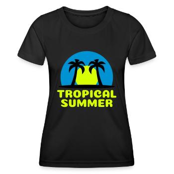 Tropical summer (Sonne, Himmelsgewölbe, Palmen) - Frauen Funktions-T-Shirt - Schwarz - Vorne - AI Model Female 172 light (172cm)