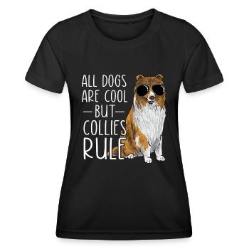 Collie à poil long Collie rugueux Chien - T-shirt sport Femme - noir - Devant - AI Model Female 172 light (172cm)