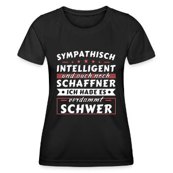 Sympathisch und intelligent - Schaffner Edition - Frauen Funktions-T-Shirt - Schwarz - Vorne - AI Model Female 172 light (172cm)