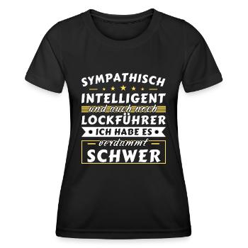 Sympathisch und intelligent - Lockführer Edition - Frauen Funktions-T-Shirt - Schwarz - Vorne - AI Model Female 172 light (172cm)