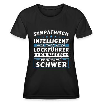 Sympathisch und intelligent - Lockführer Edition - Frauen Funktions-T-Shirt - Schwarz - Vorne - AI Model Female 172 light (172cm)