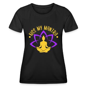Yoga Kiss My Mantra Funny Yoga - Frauen Funktions-T-Shirt - Schwarz - Vorne - AI Model Female 172 light (172cm)