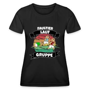 Faultier Lauf Gruppe - Frauen Funktions-T-Shirt - Schwarz - Vorne - AI Model Female 172 light (172cm)