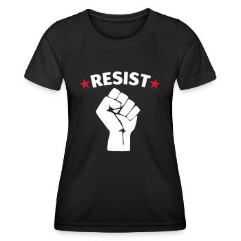 Résistance poing levé de protestation - T-shirt sport Femme - noir - Devant - AI Model Female 172 light (172cm)
