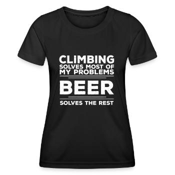 L’escalade résout la plupart des problèmes Bière Le reste - T-shirt sport Femme - noir - Devant - AI Model Female 172 light (172cm)
