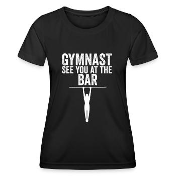 Gymnaste masculin - Gymnaste Rendez-vous au bar - T-shirt sport Femme - noir - Devant - AI Model Female 172 light (172cm)