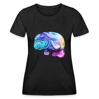 Seekuh - Frauen Funktions-T-Shirt - Schwarz - Vorne - AI Model Female 172 light (172cm)