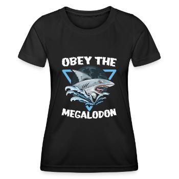 Obey The Megalodon - Women's Functional T-Shirt - black - Front - AI Model Female 172 light (172cm)