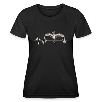 Crane Bird Heartbeat - Women's Functional T-Shirt - black - Front - AI Model Female 172 light (172cm)