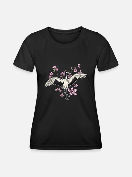 Kranich - Frauen Funktions-T-Shirt - Schwarz