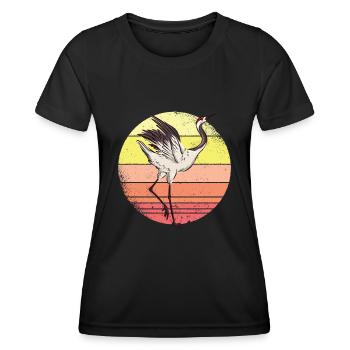 Kranich - Frauen Funktions-T-Shirt - Schwarz - Vorne - AI Model Female 172 light (172cm)