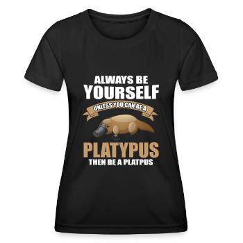 Beaked animal saying - Women's Functional T-Shirt - black - Front - AI Model Female 172 light (172cm)