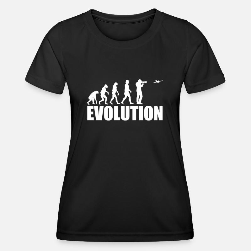 Planespotting Geschenk Evolution - Frauen Funktions-T-Shirt - Schwarz