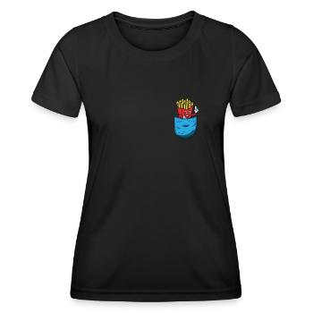 Pommes Frites Brusttasche - Frauen Funktions-T-Shirt - Schwarz - Vorne - AI Model Female 172 light (172cm)