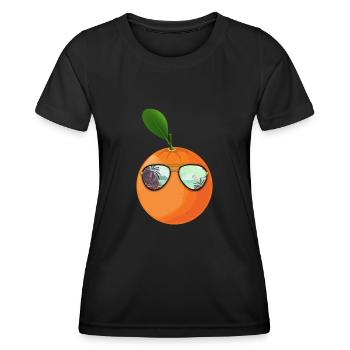 Orange Mit Sonnenbrille Geschenk - Frauen Funktions-T-Shirt - Schwarz - Vorne - AI Model Female 172 light (172cm)