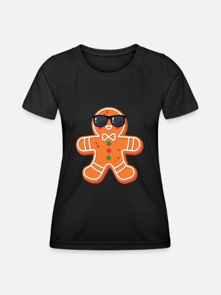 Lebkuchenmann - Frauen Funktions-T-Shirt - Schwarz