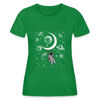 Astronauten Schaukel Geschenk - Frauen Funktions-T-Shirt - Kelly Green - Vorne - AI Model Female 172 dark (172cm)