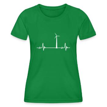 Wind turbine Herzschlag - Women's Functional T-Shirt - kelly green - Front - AI Model Female 172 dark (172cm)