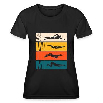 Schwimmen - Frauen Funktions-T-Shirt - Schwarz - Vorne - AI Model Female 172 light (172cm)