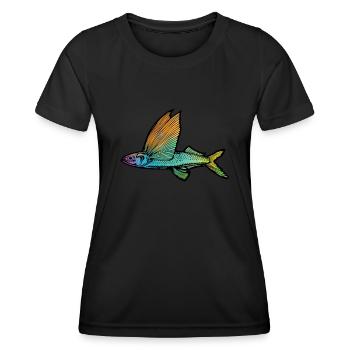 Fliegender Fisch - Frauen Funktions-T-Shirt - Schwarz - Vorne - AI Model Female 172 light (172cm)