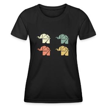 Éléphants d’origami - T-shirt sport Femme - noir - Devant - AI Model Female 172 light (172cm)