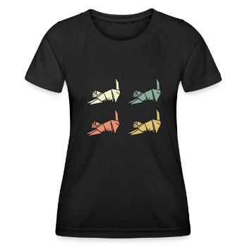 Chats Origami - T-shirt sport Femme - noir - Devant - AI Model Female 172 light (172cm)